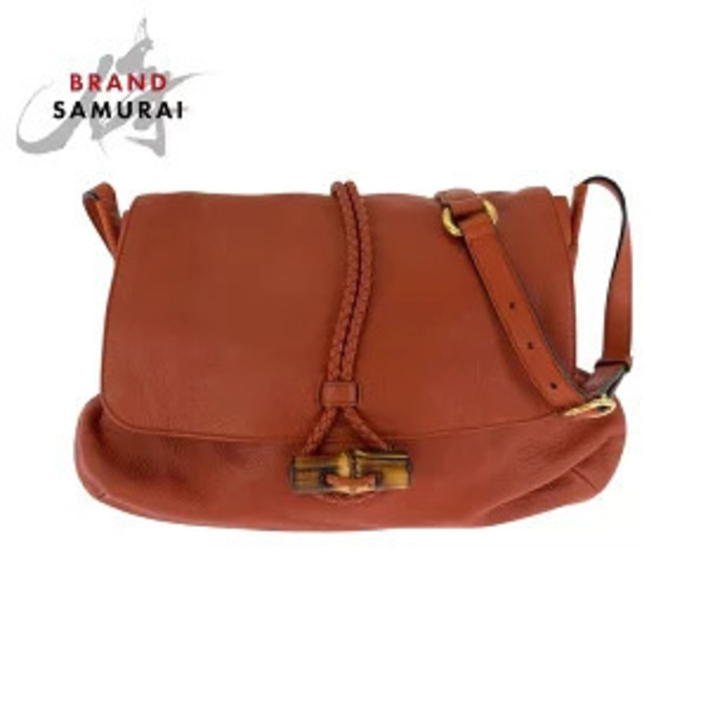 Gucci Bamboo bag orange brown leather shoulder pouch